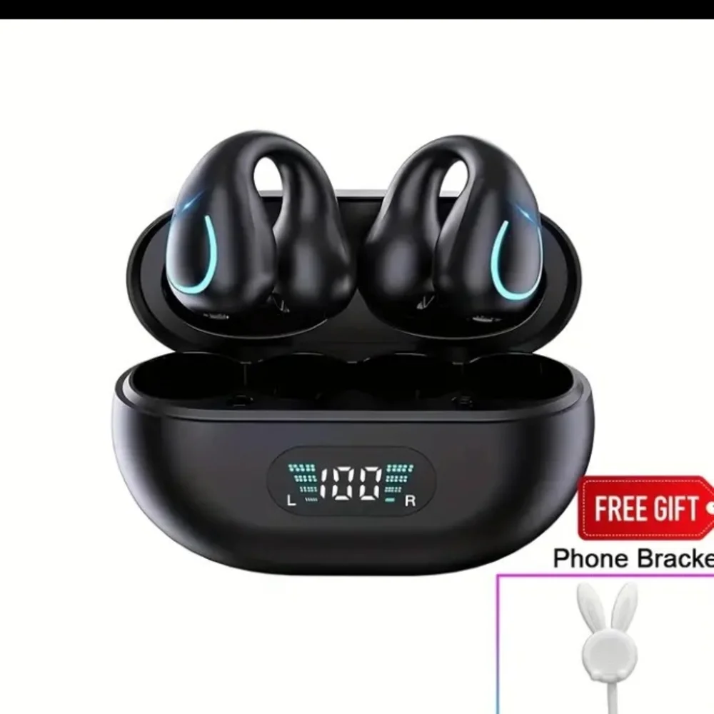 Black Wireless Earbuds with LED Display